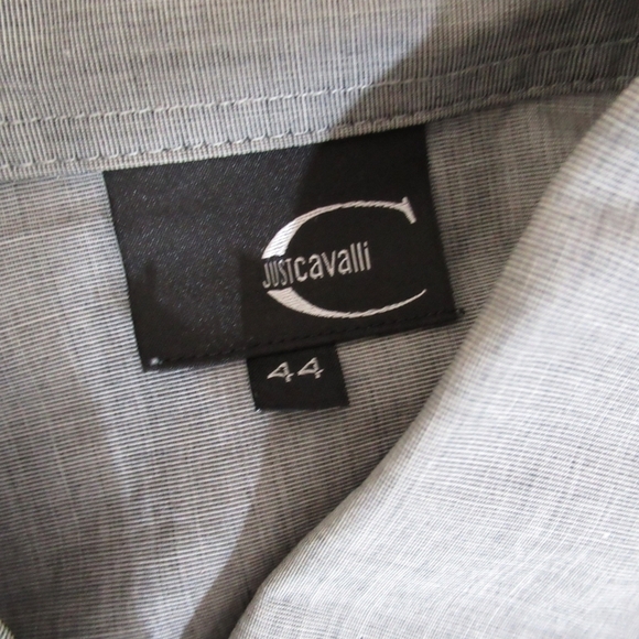 Just Cavalli Gray Cotten Button-Up Shirt Size 44 - Picture 3 of 11